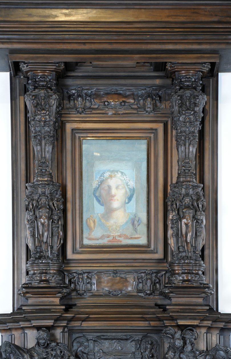 Detalj av Sam Wilsons skorstensstycke, ca 1908-14 (brons) av Alfred Gilbert