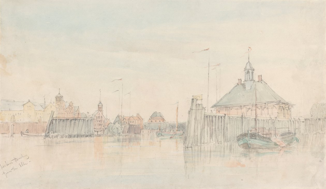 Hamn, Hamburg från Elbe av Alfred Gomersal Vickers