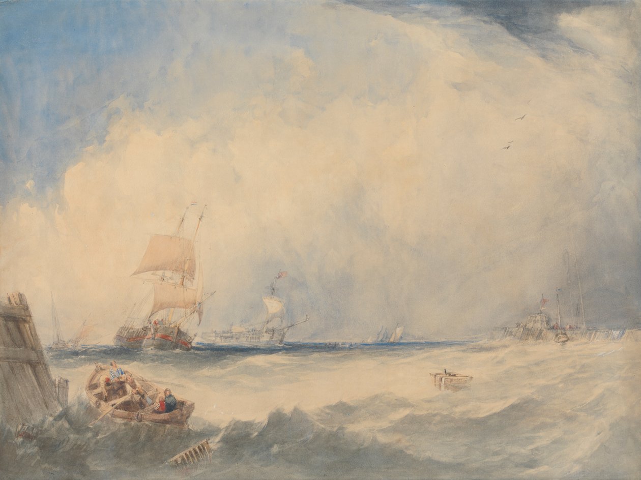 Sjöfartsscen i Dunkerques hamn av Alfred Gomersal Vickers