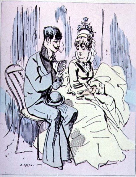 På Champs-Élysées, illustration från Les Parisiennes, c.1870 av Alfred Grevin