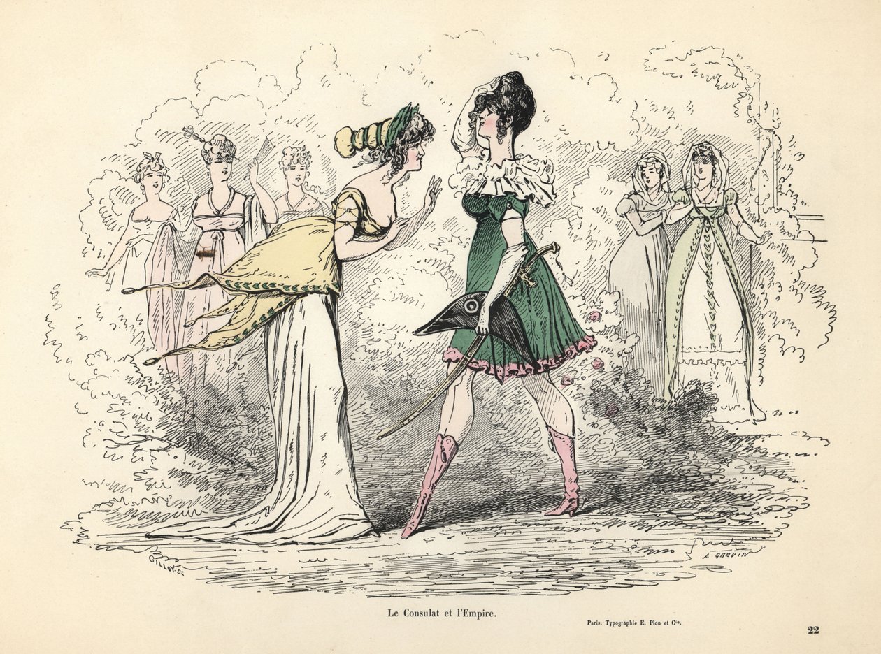 Karikatyr av kostymer från konsulatet och första imperiet, Frankrike av Alfred Grevin