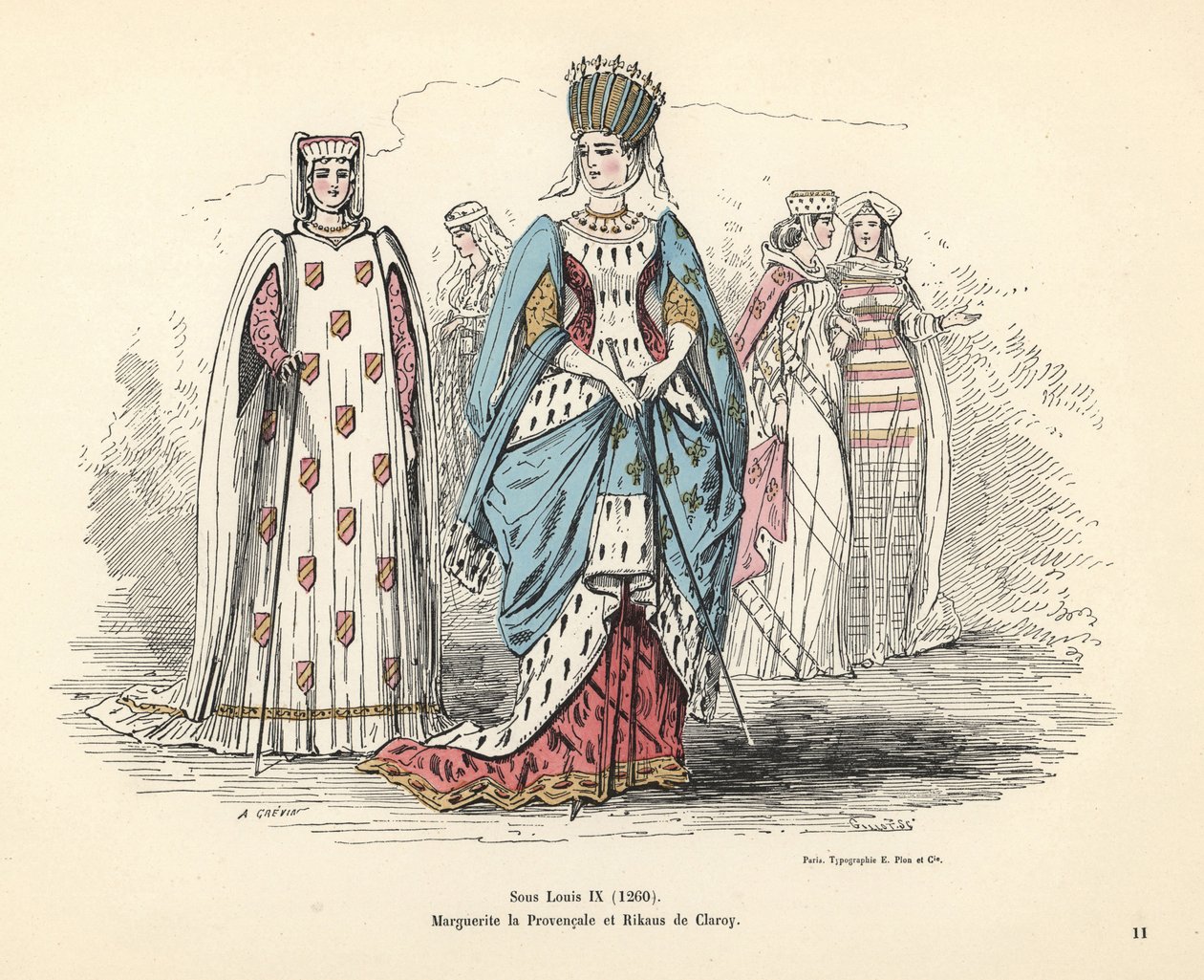 Kostymer av Margareta av Provence och Rikaus av Claroy. av Alfred Grevin