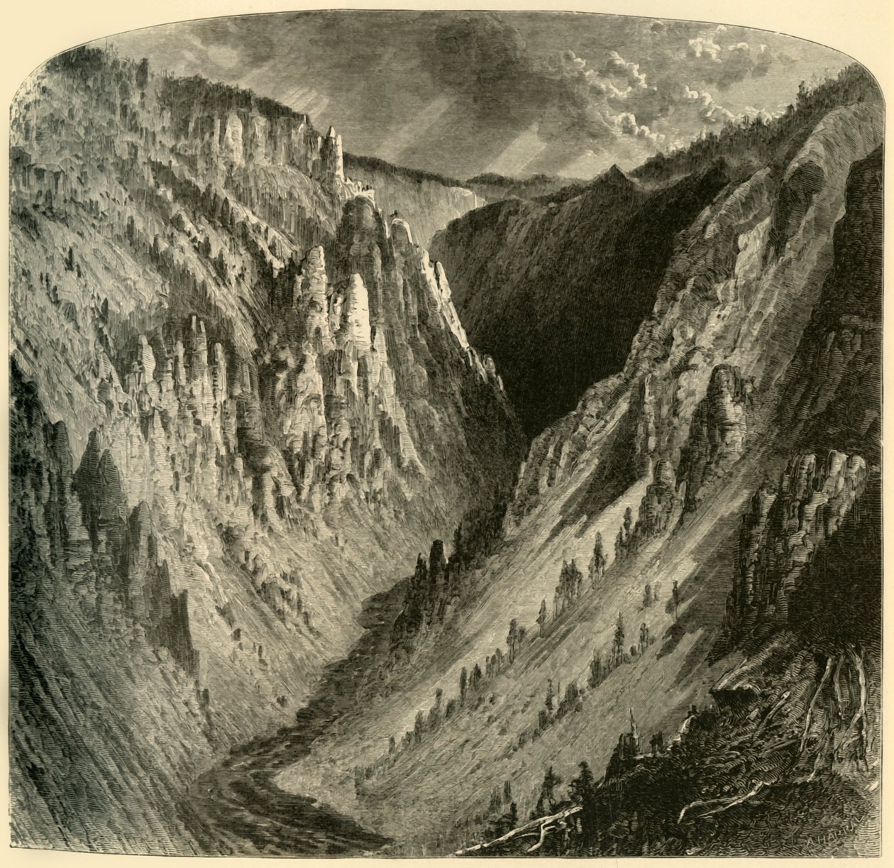 "Cañon of the Yellowstone", 1872. av Alfred Harral