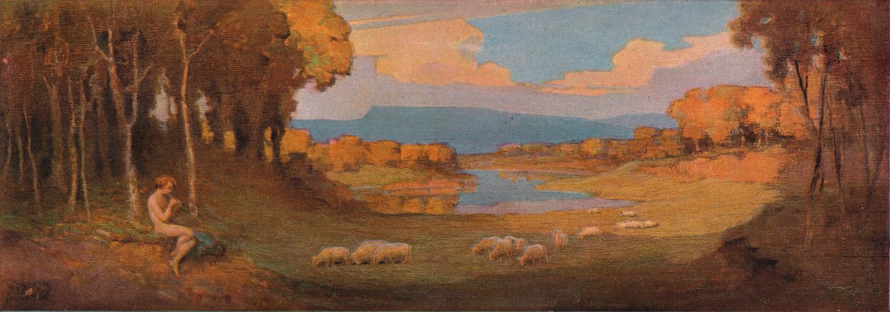 Dekorativ panel för ett palisanderpiano, c1900, 1903 av Alfred Hartley