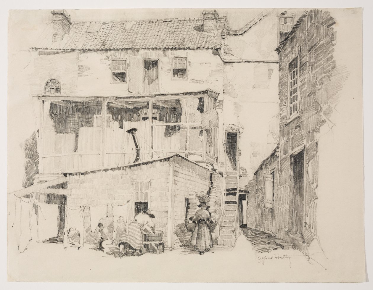 Måndag morgon i Charlestown, ca 1877-1922 (blyerts) av Alfred Heber Hutty
