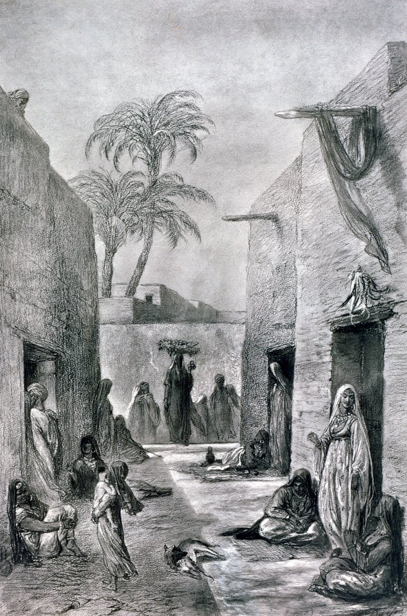 A Street of Almees egyptiska dansande flickor, Egypten, 1872 av Alfred Henri Darjou