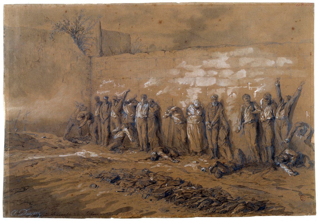 Commune de Paris: avrättning av 147 kämpar från kommunen på Federes mur vid Pere Lachaise i Paris den 28/05/1871. Bläckteckning av Alfred Henri Darjou (1832-1874) Paris, Musee Carnavalet av Alfred Henri Darjou