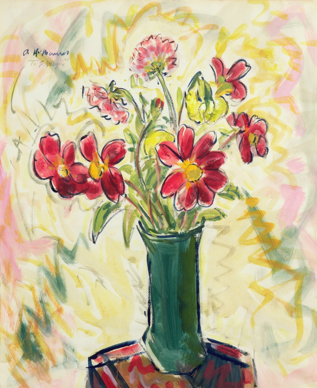 Blommor i en grön vas av Alfred Henry Maurer