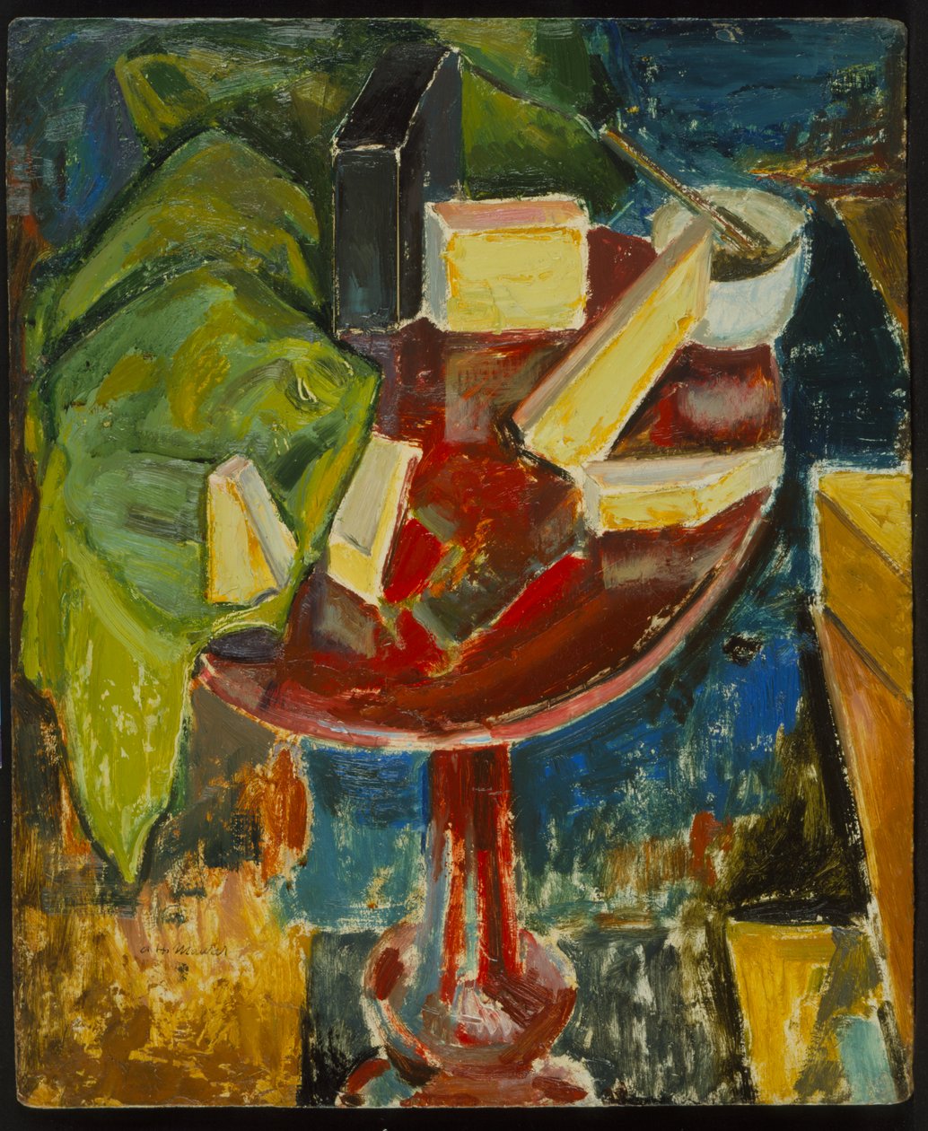 Red Table Top Stilleben, c.1919 (recto of 372405) (olja på gessoed board) av Alfred Henry Maurer