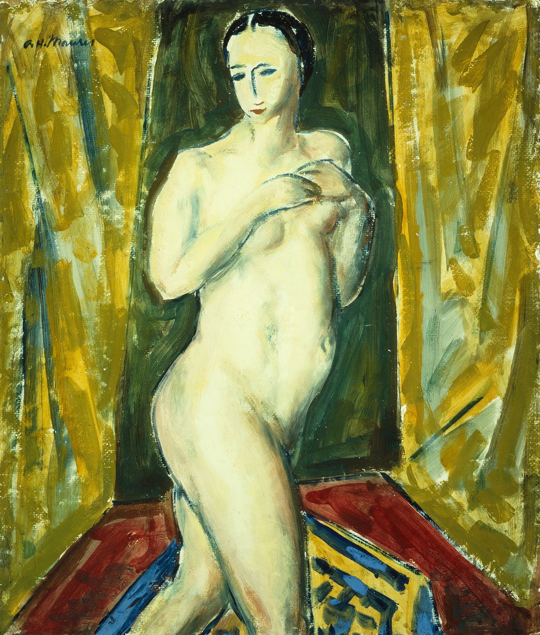 Stående naken, ca 1927-28 (gouache ombord) av Alfred Henry Maurer