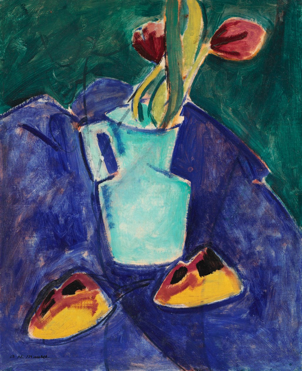 Tulpaner i en grön vas av Alfred Henry Maurer