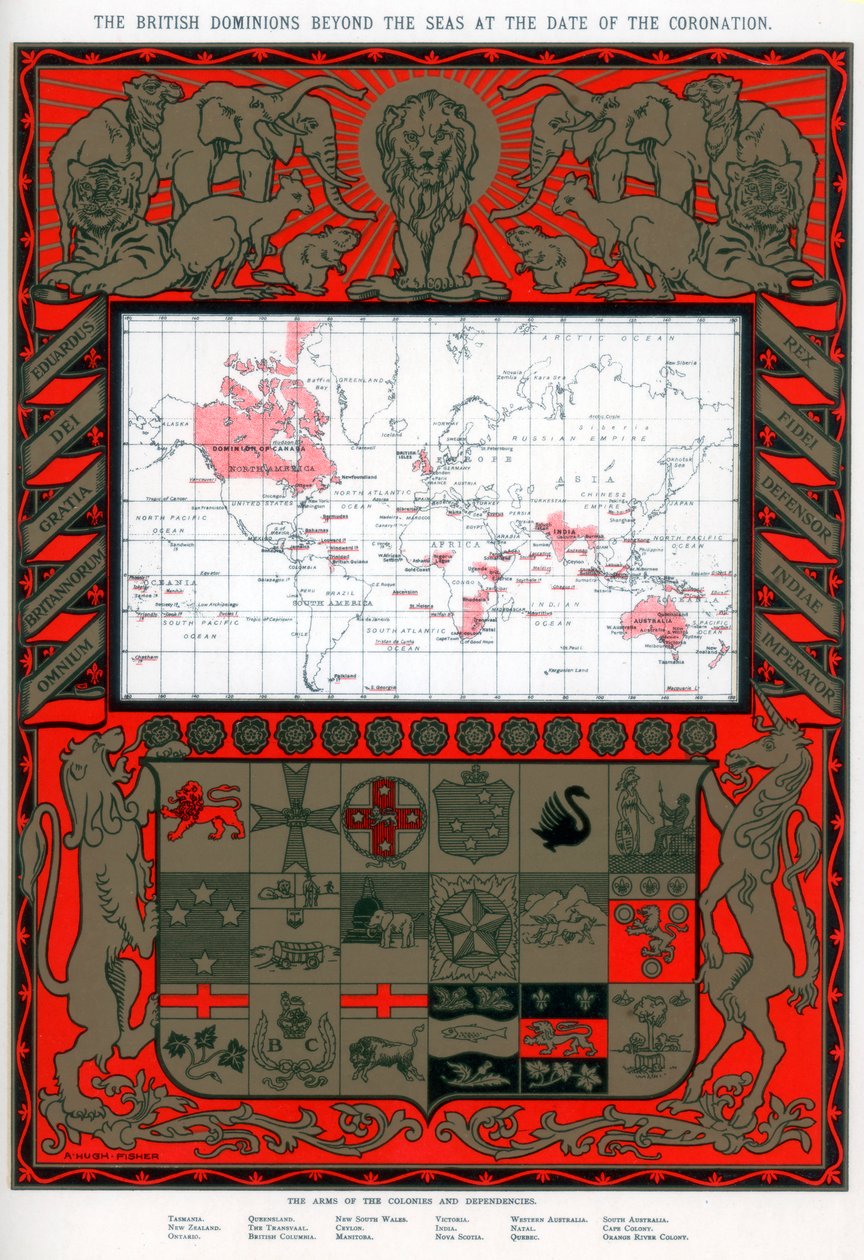 De brittiska dominanserna bortom haven vid kröningsdatumet, 1902 av Alfred Hugh Fisher