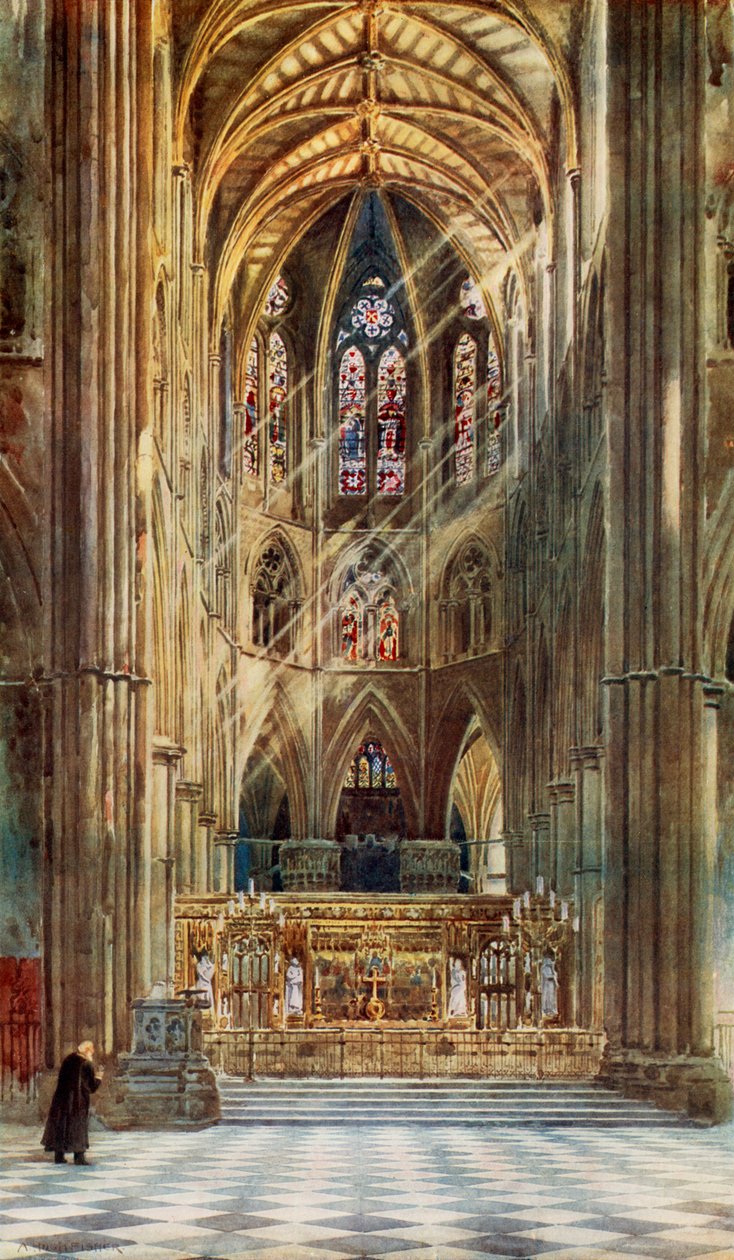 Scenen för kröningen: Westminster Abbey (färglitografi) av Alfred Hugh Fisher