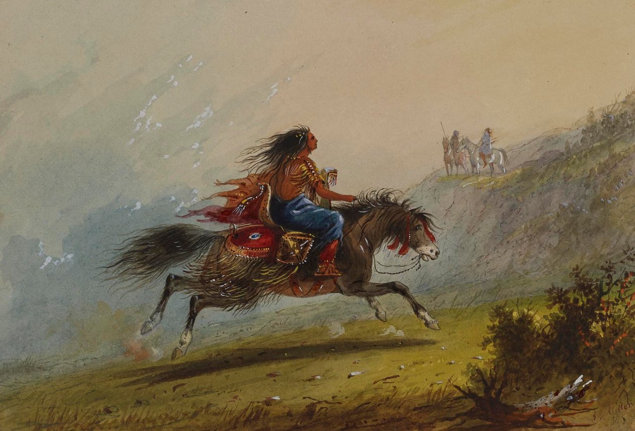 En indiansk flicka (sioux) till häst av Alfred Jacob Miller