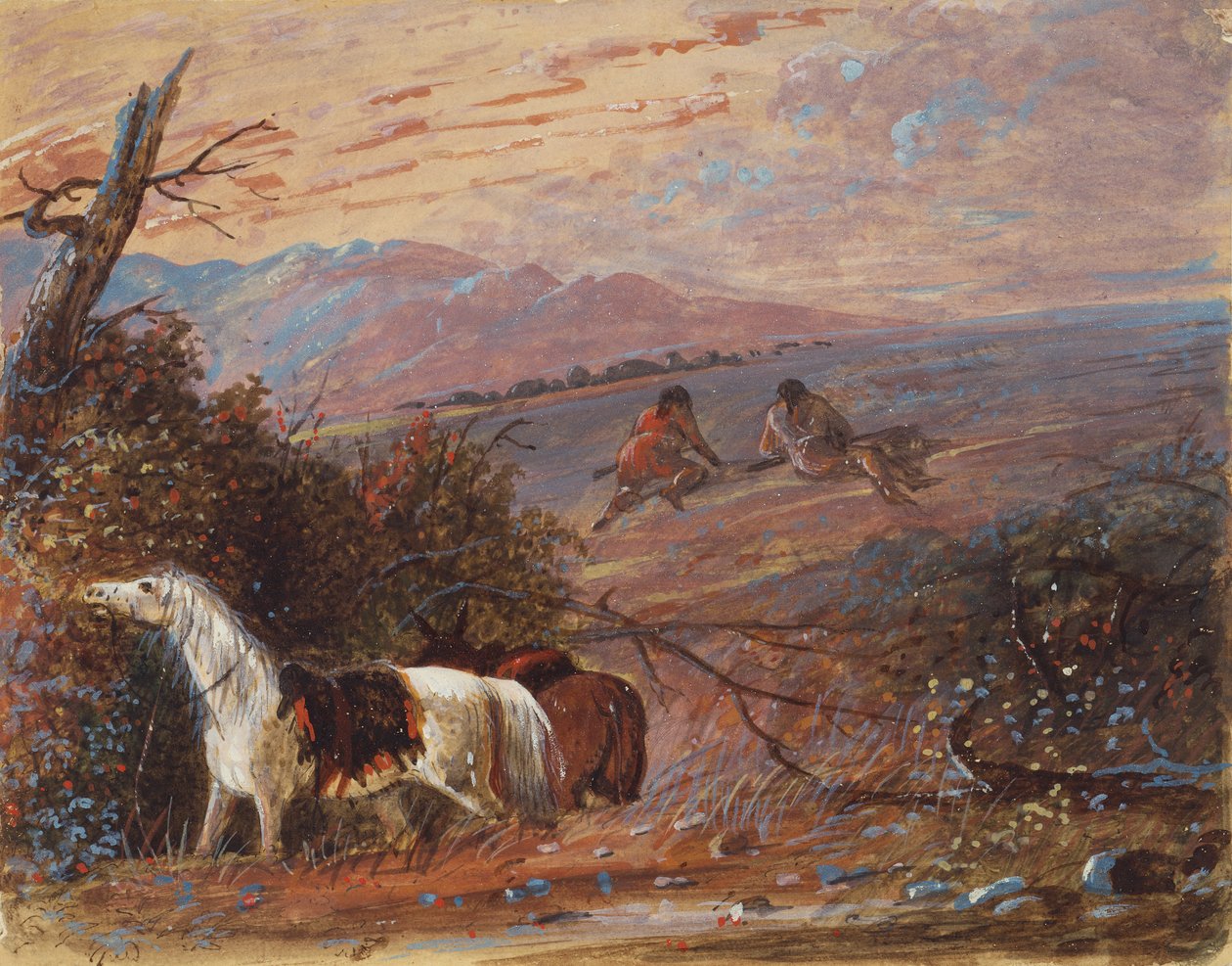 Approaching Buffalo, ca 1858 (akvarell och gouache på papper) av Alfred Jacob Miller