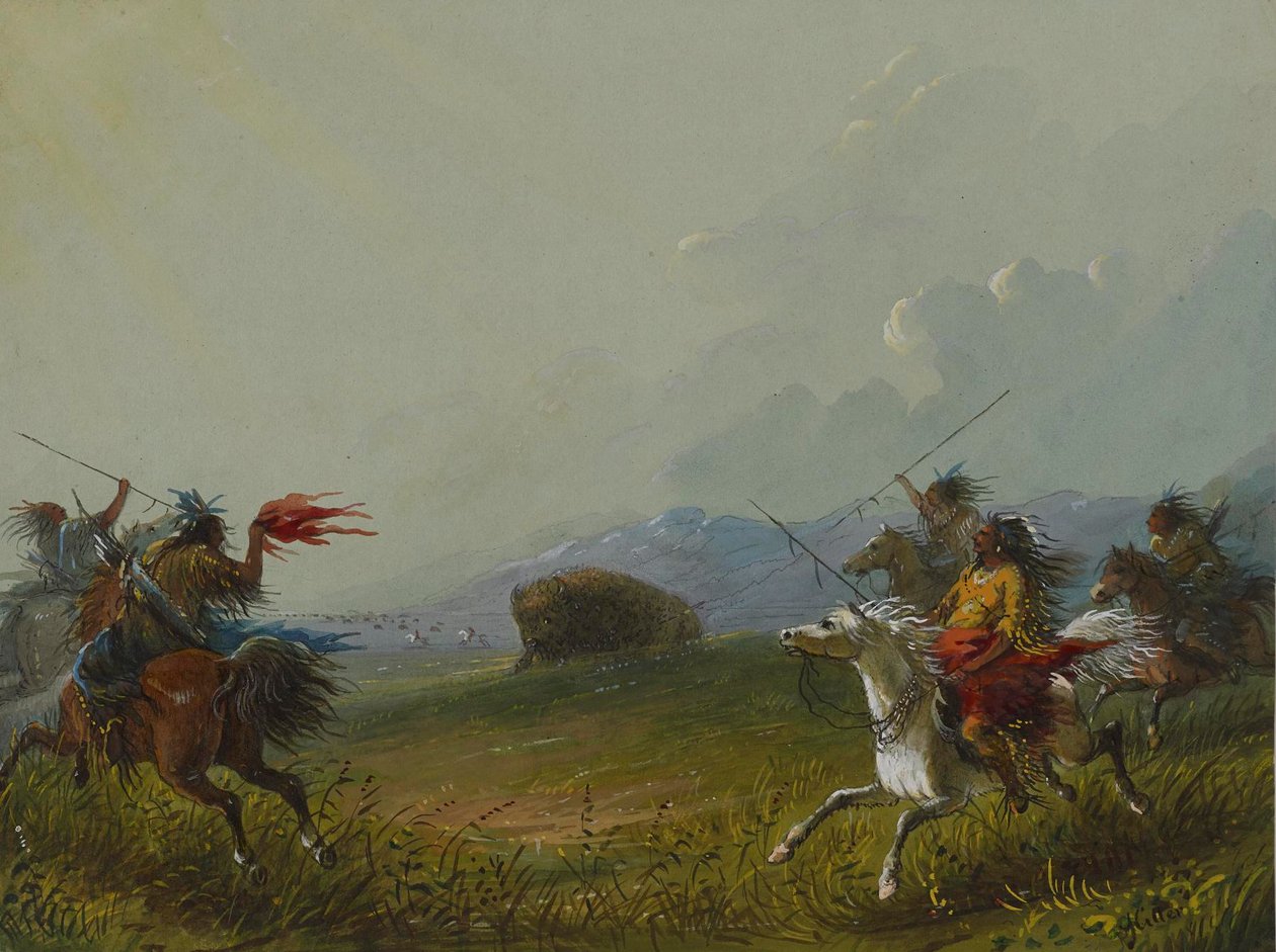 Buffel trängd i ett hörn av Alfred Jacob Miller