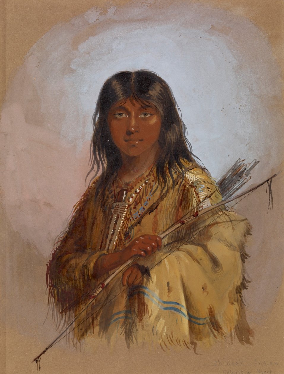 Chinook-indianer: Columbiafloden av Alfred Jacob Miller