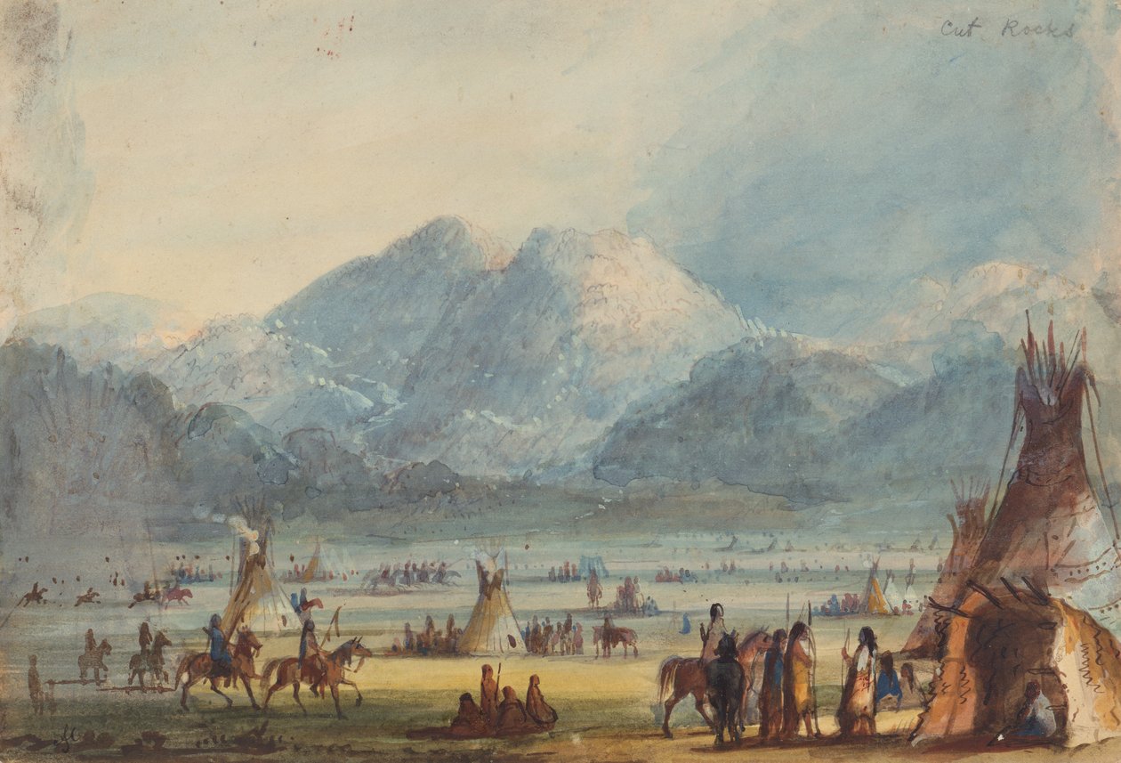 Cut Rocks, c.1837 (penna, akvarell och gouache på papper) av Alfred Jacob Miller