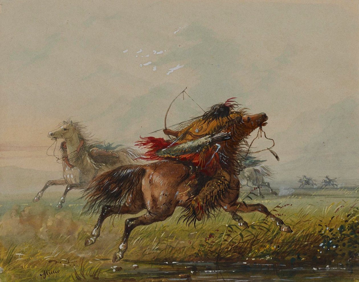 Att undvika en pil (Kråka) av Alfred Jacob Miller