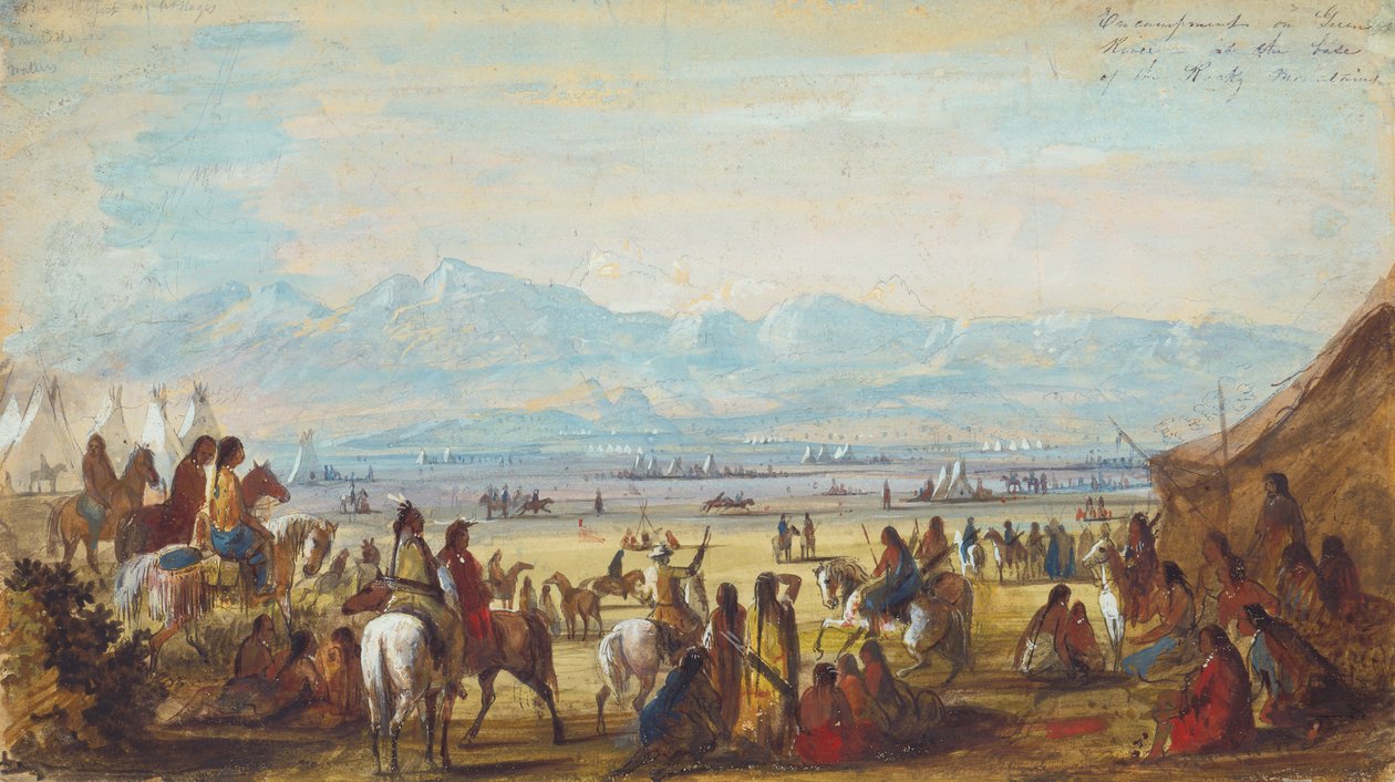 Läger på Green River vid Base of Rocky Mountains, ca 1837 (penna, akvarell och gouache på papper) av Alfred Jacob Miller