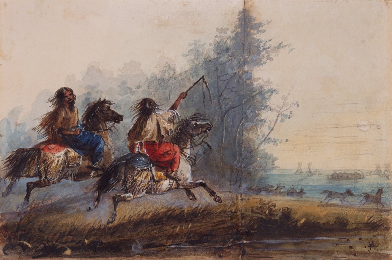 Honor, ormstam, körhästar, ca 1837 (penna, akvarell och gouache på papper) av Alfred Jacob Miller
