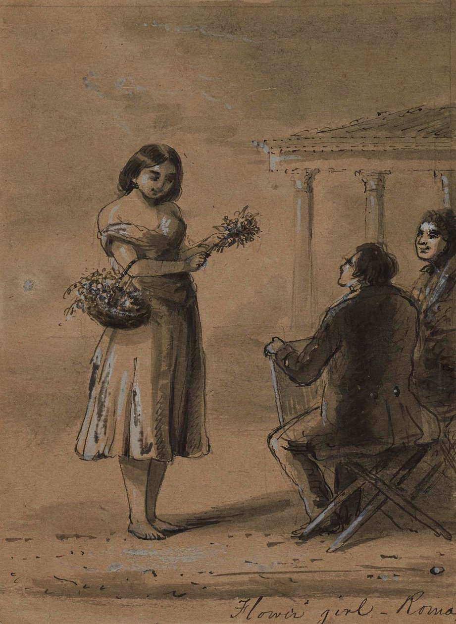 Flicka som säljer blommor av Alfred Jacob Miller
