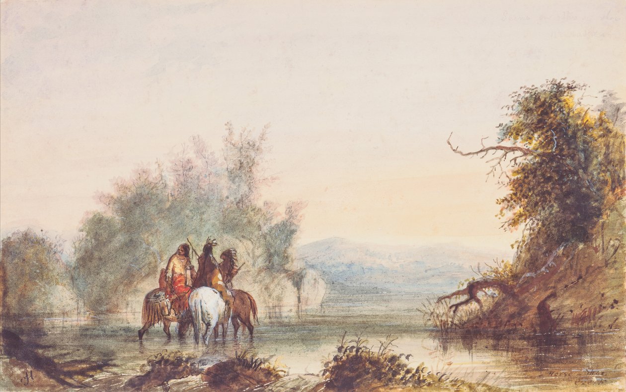 Horse-Shoe Creek, ca 1837 (penna, akvarell och gouache på papper) av Alfred Jacob Miller