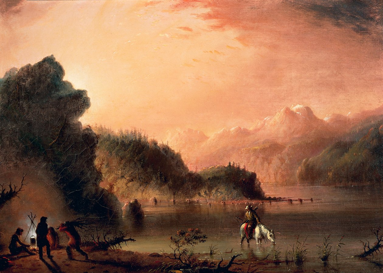 In the Rocky Mountains, ca 1838, av Alfred Jacob Miller (1810-1874), olja på duk, 36,5x50,8 cm av Alfred Jacob Miller