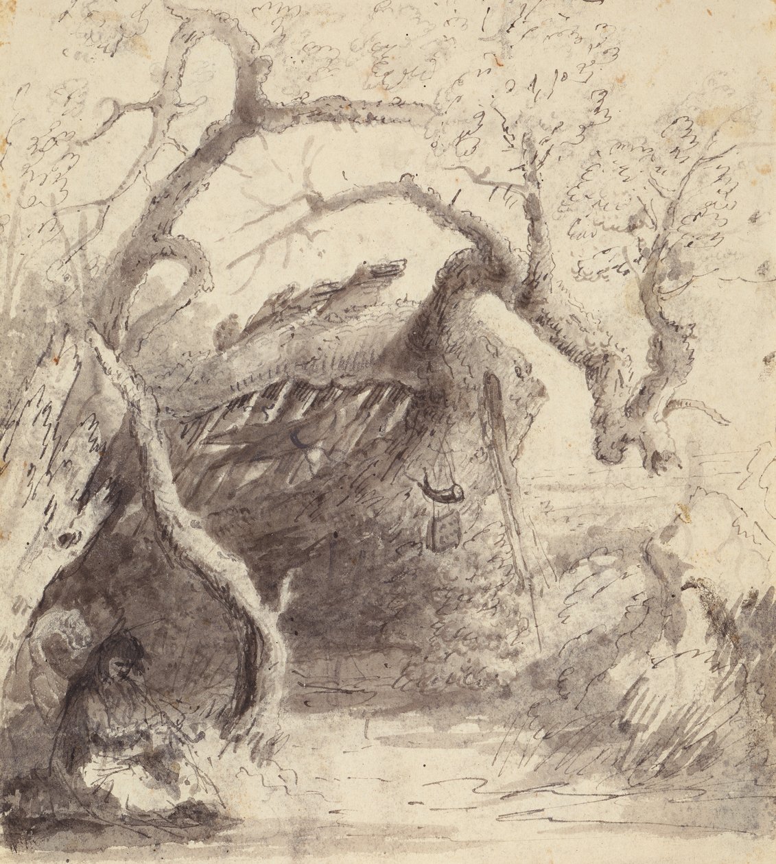 Indian Cabin on the Platte, ca 1837 (penna och bläck och tvätt på papper) av Alfred Jacob Miller