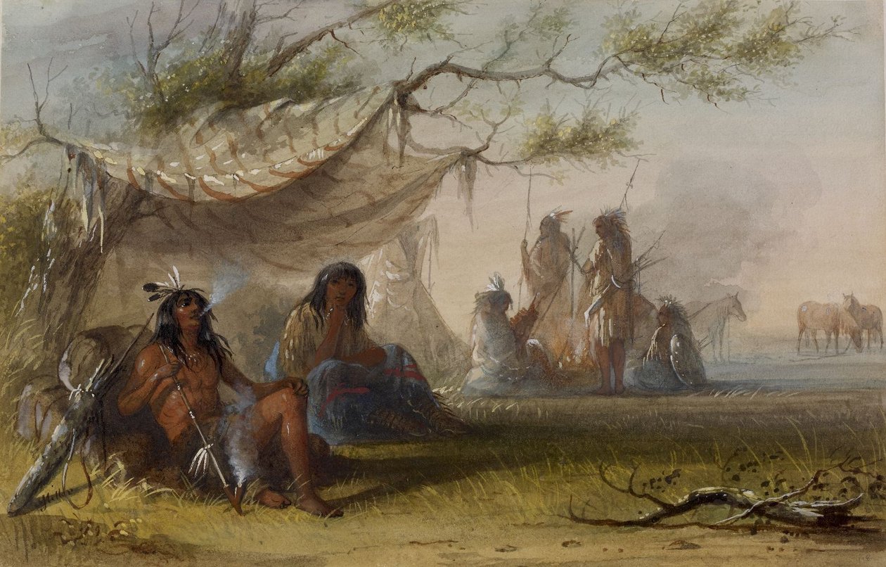 Indianskt läger av Alfred Jacob Miller