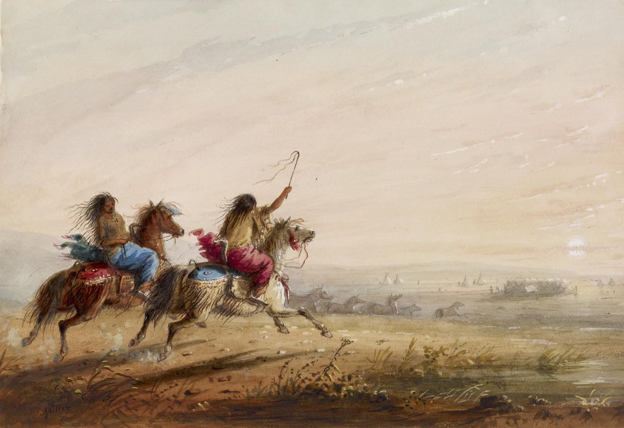 Indianska flickor: kapplöpning av Alfred Jacob Miller