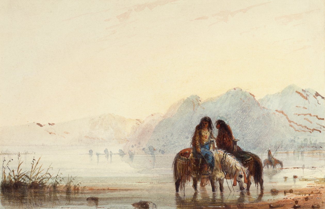 Indiska kvinnor, Shoshones, ca 1837 (akvarell på papper) av Alfred Jacob Miller