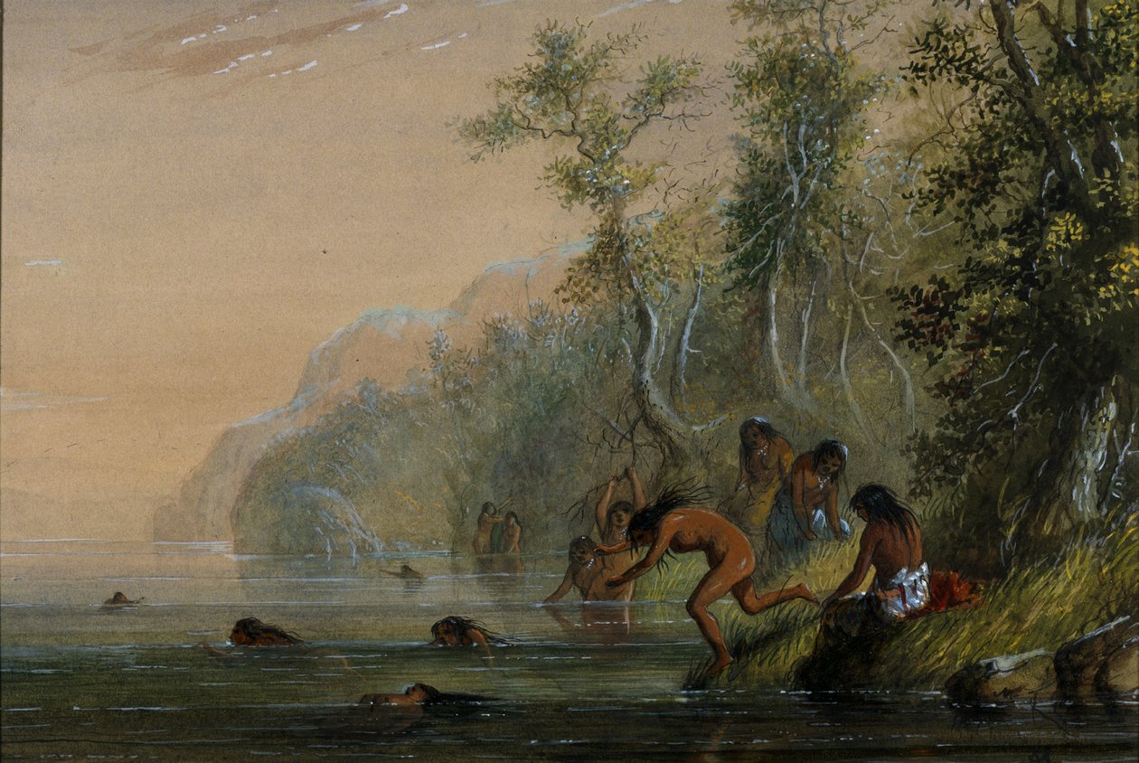 Indiankvinnor: simning av Alfred Jacob Miller