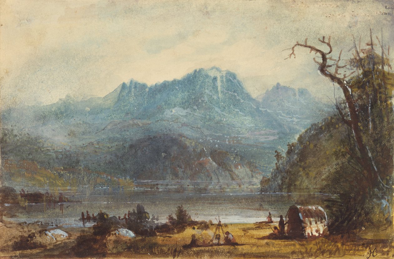 Lake Scene, Wild River Mountains, ca 1837 (akvarell på papper) av Alfred Jacob Miller