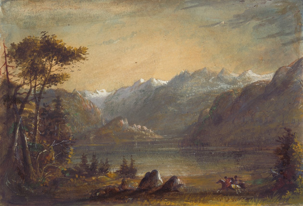 Lake Scene, Wind River Mountains, ca 1837 (akvarell och gouache på papper) av Alfred Jacob Miller