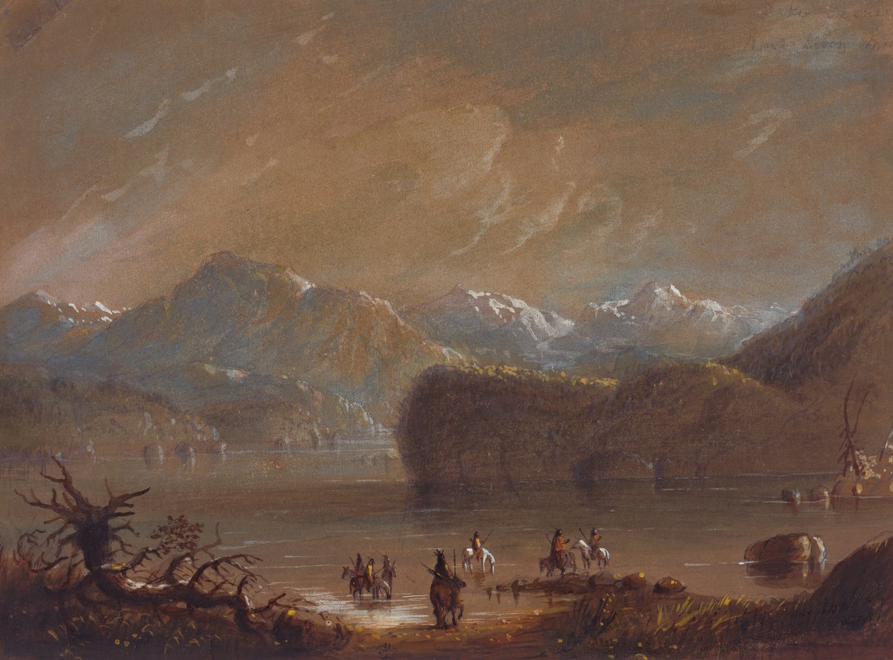 Lake, Wind River Mountains, ca 1837 (akvarell på papper) av Alfred Jacob Miller