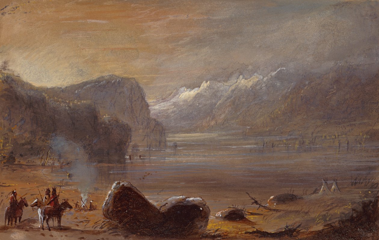 Lake, Wind River Range, ca 1837 (penna, akvarell och gouache på papper) av Alfred Jacob Miller