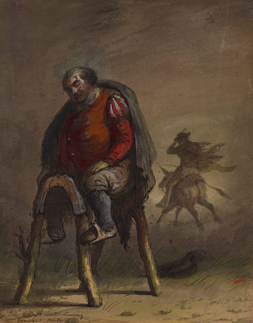 Passemont stjäl Sanchos mulåsna (ur M. de Cervantes, Don Quijote) av Alfred Jacob Miller