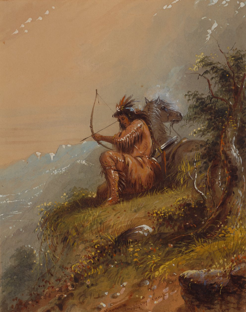 Pawnee Supplying Camp, ca 1837 (akvarell på papper) av Alfred Jacob Miller