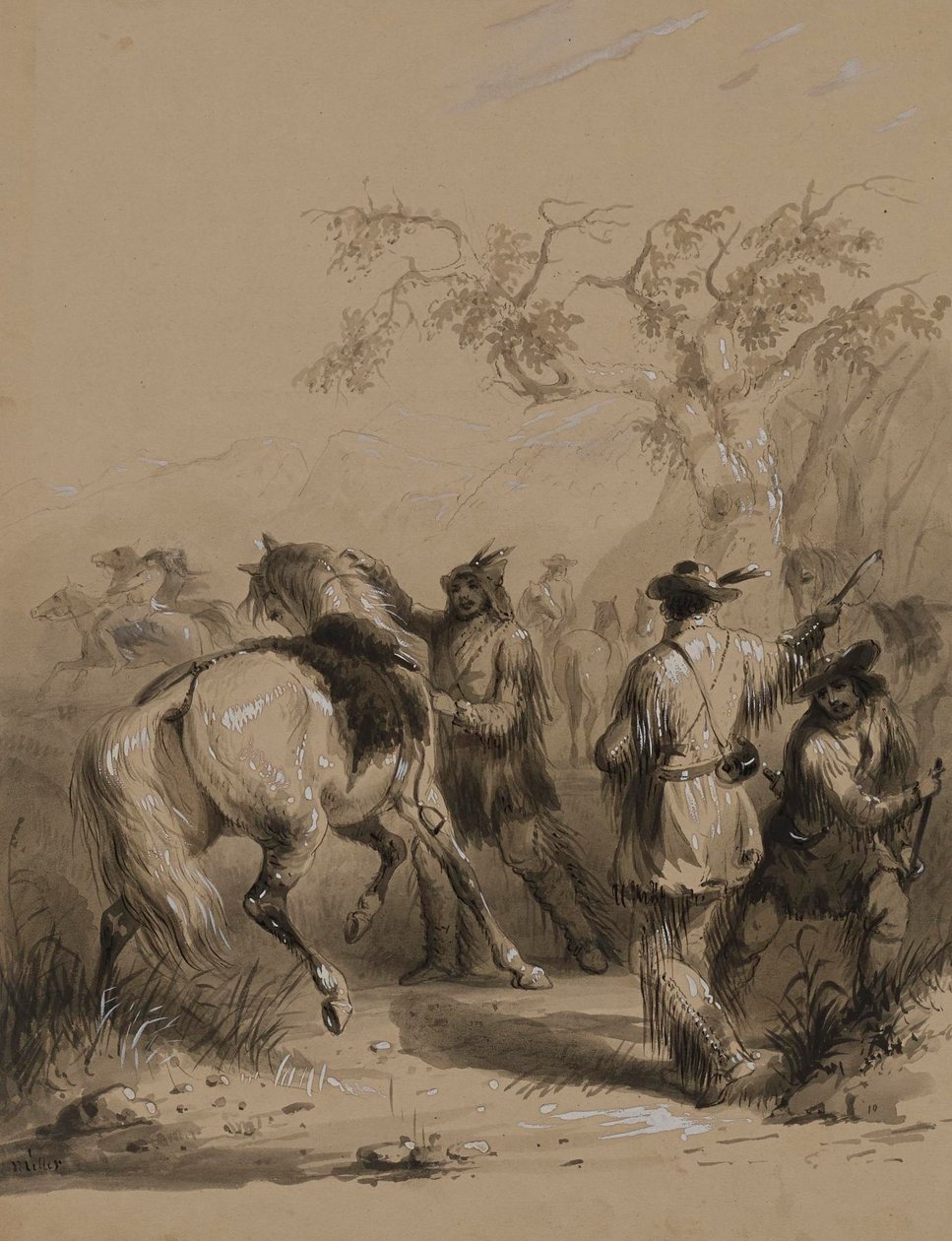 Förberedelser inför en buffeljakt av Alfred Jacob Miller