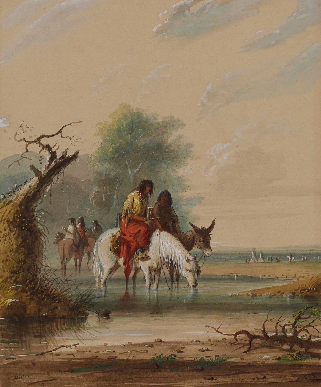 Scen vid floden ”Big Sandy” av Alfred Jacob Miller