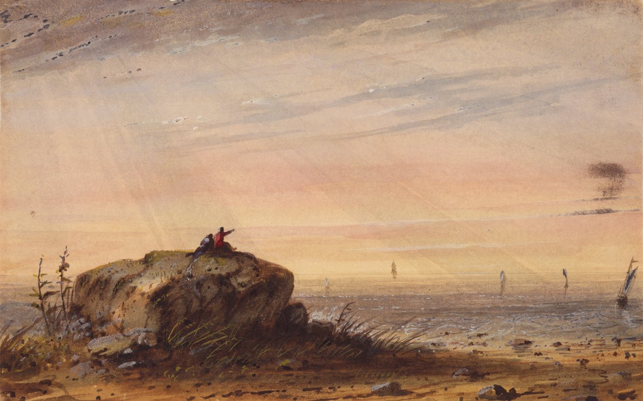 Havskusten, ca 1837 (akvarell på papper) av Alfred Jacob Miller