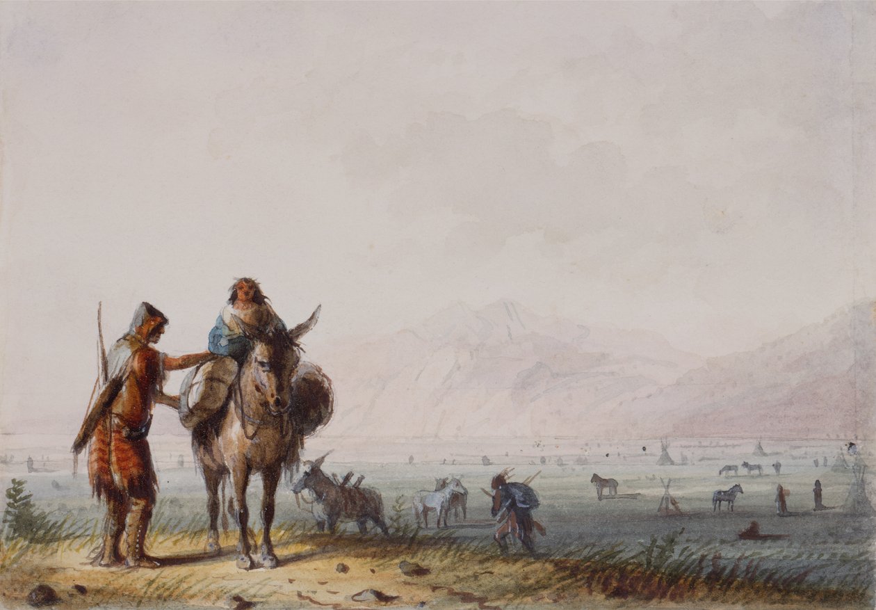 Shoshone Root Diggers, ca 1837 (penna och bläck och akvarell på papper) av Alfred Jacob Miller