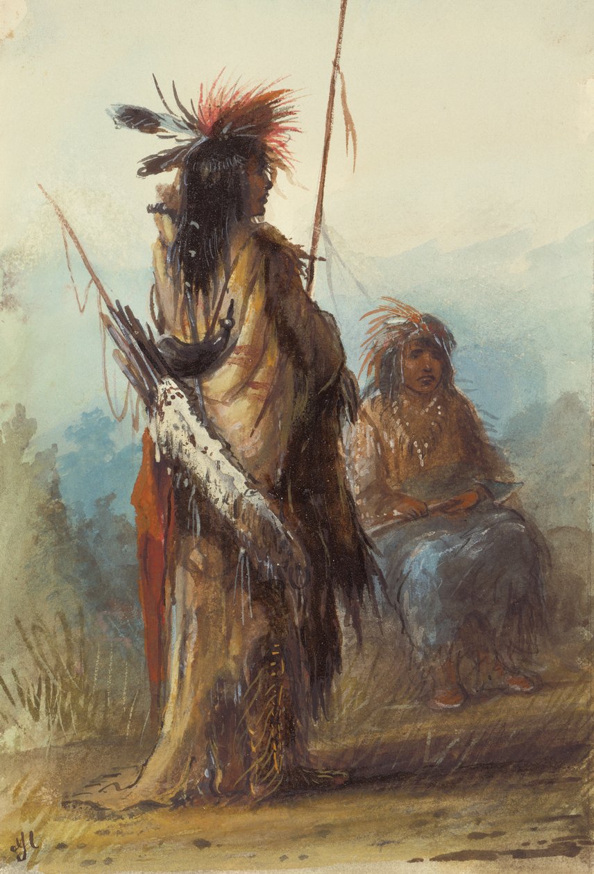 Shoshones, Green River, ca 1837 (penna, penna och bläck och tvätt på papper) av Alfred Jacob Miller