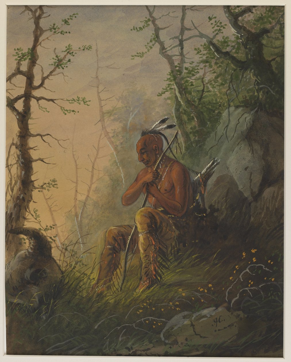 En siouxindian vid en grav av Alfred Jacob Miller