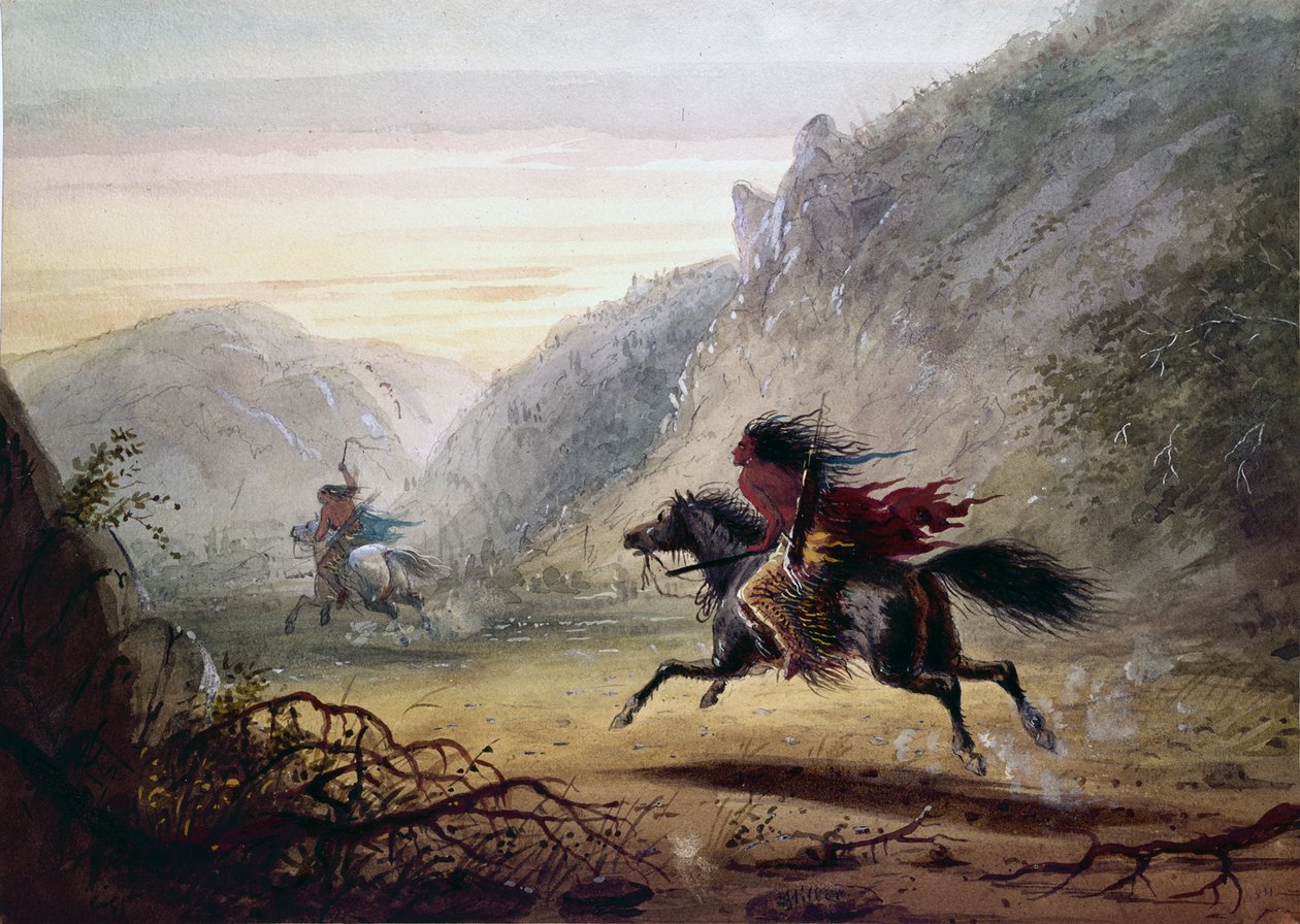Snake-indianer jagar hästtjuven ”Crow” av Alfred Jacob Miller