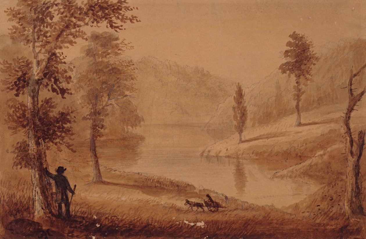 Svansjön, ca 1837 (akvarell på papper) av Alfred Jacob Miller