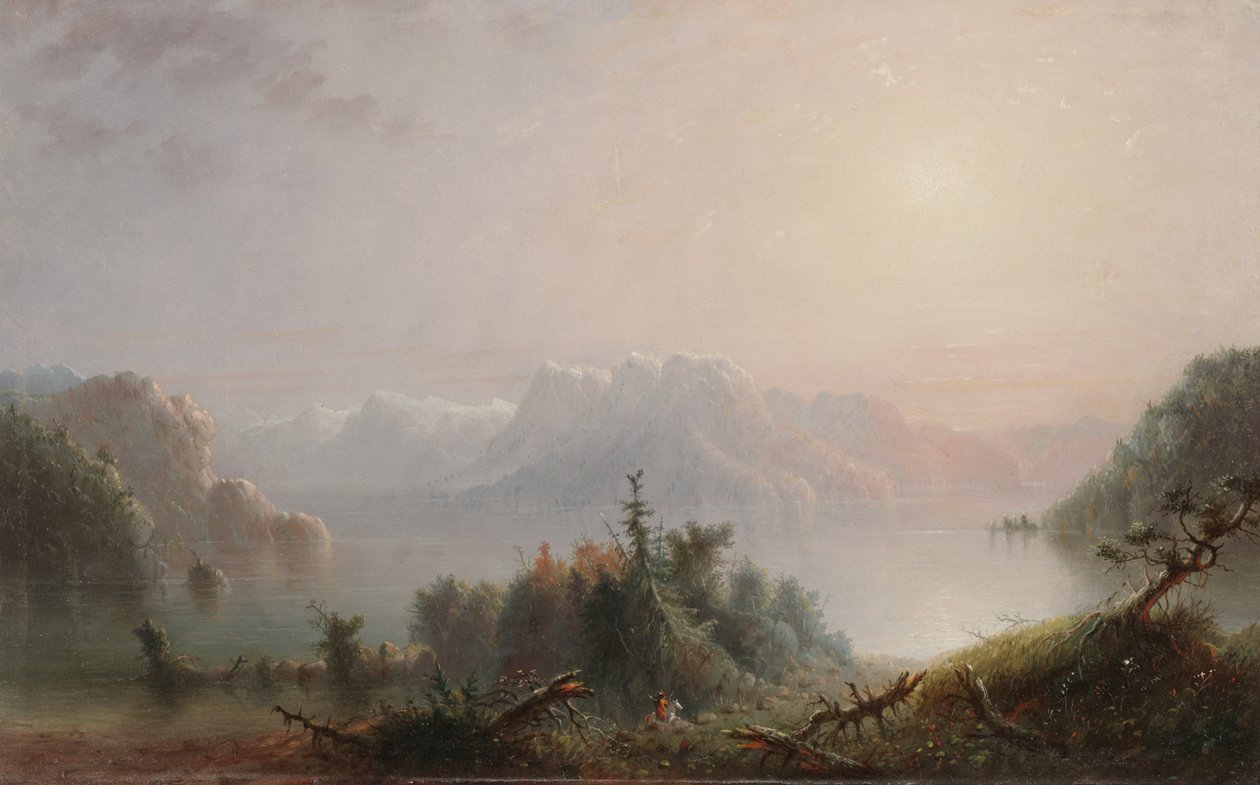 The Lake Her Lone Bosom Expands to the Sky, ca 1850 (olja på panel) av Alfred Jacob Miller