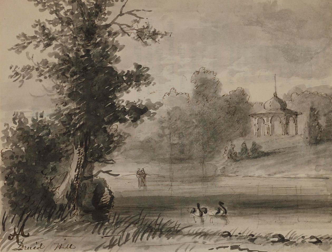 Utsikt över sjön i Druid Hill Park av Alfred Jacob Miller