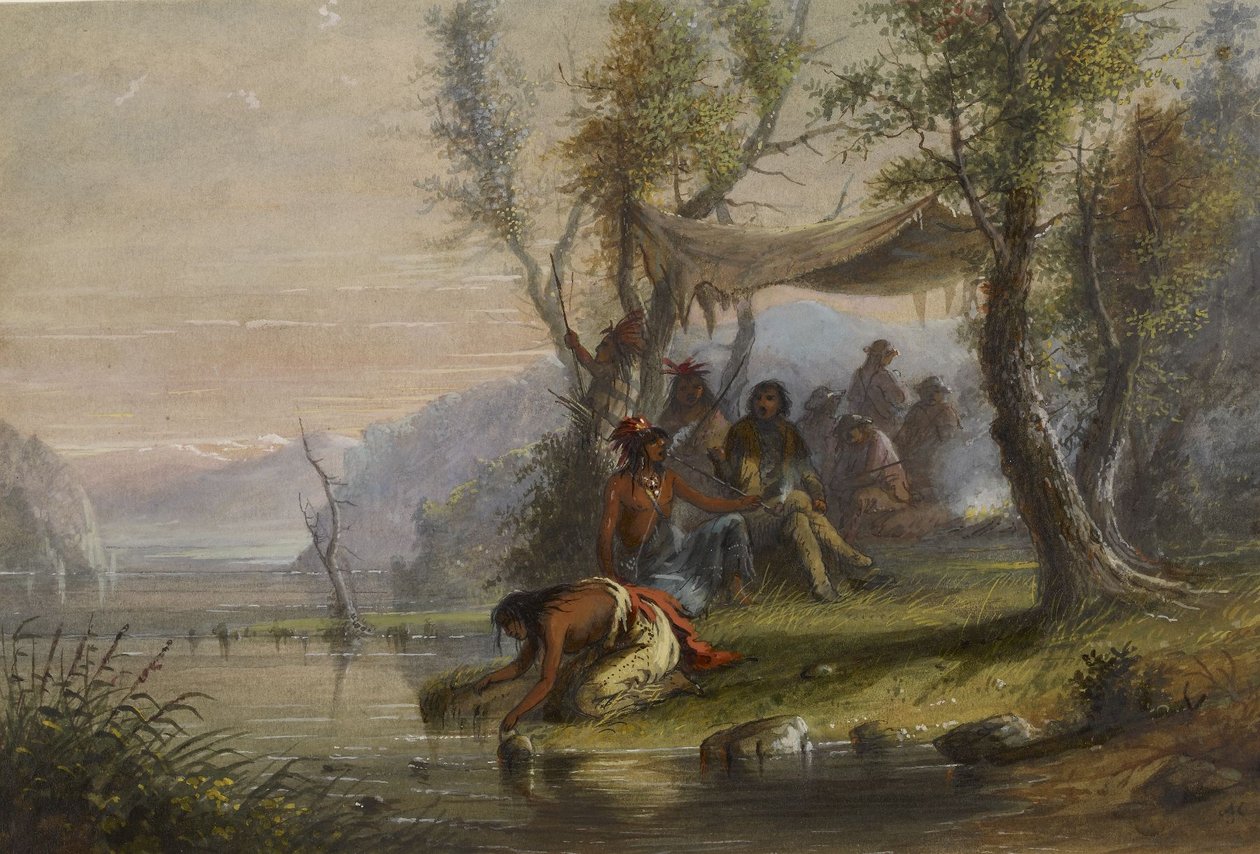 Besök i ett indianläger av Alfred Jacob Miller